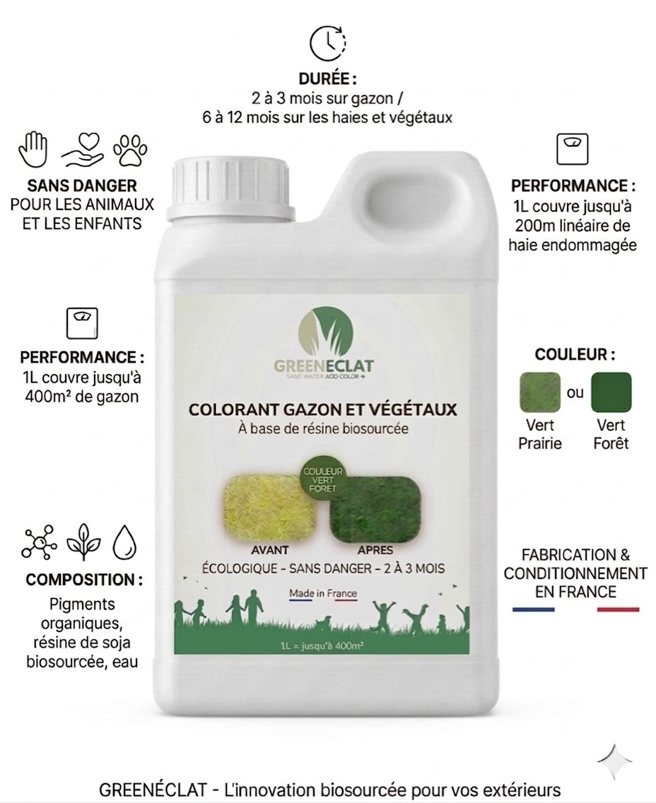 Colorant Gazon & Végétaux Vert Forêt — 1L (jusqu'à 400 m²)