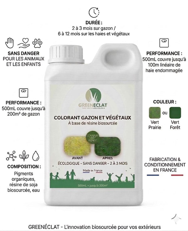 Colorant Gazon & Végétaux Vert Forêt — 500 mL (jusqu'à 200 m²)