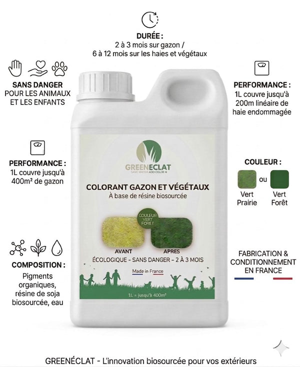 Colorant Gazon & Végétaux Vert Forêt — 1L (jusqu'à 400 m²)