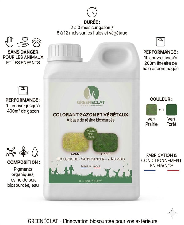 Colorant Gazon & Végétaux Vert Prairie — 1L (jusqu'à 400 m²)