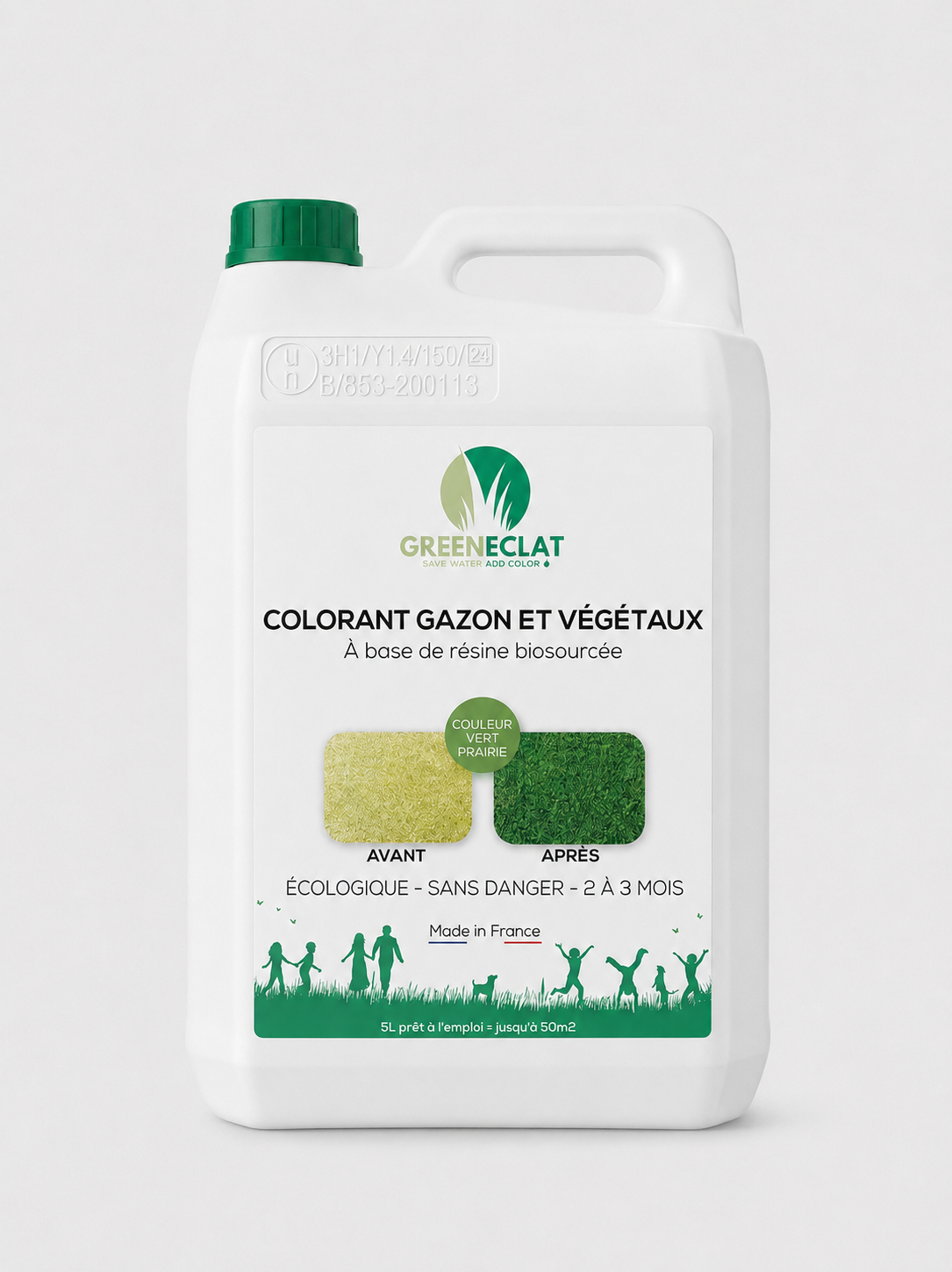 Bidon 5 L Greeneclat prêt à l'emploi Vert Prairie — colorant gazon et végétaux